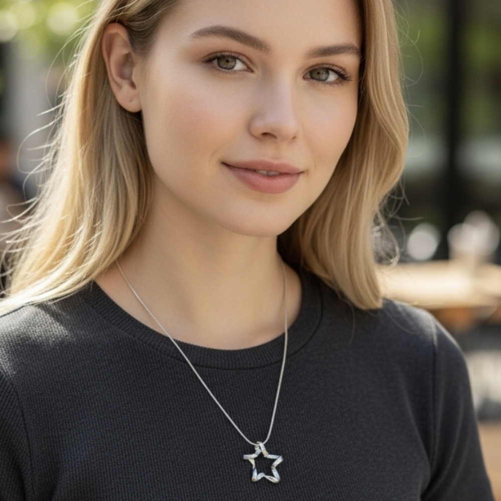 S925 Silver Star Celestial Necklace •layering Sterling Silver • NEW